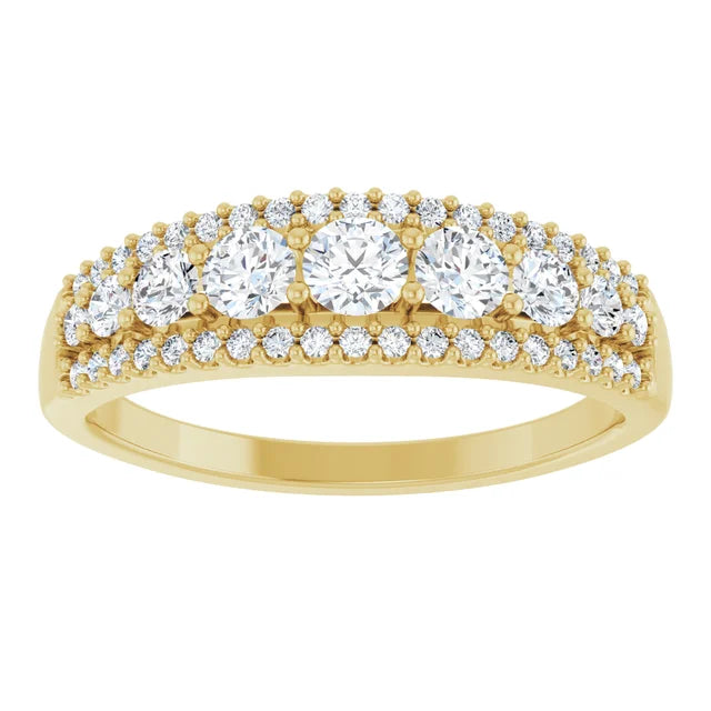 0.90ct Three Row Graduated Round Lab Grown Diamond Half Eternity Ring