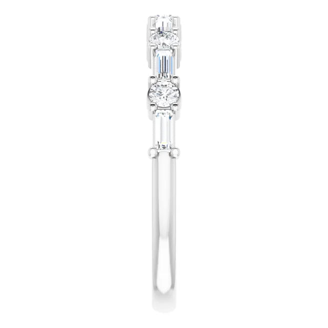 0.40ct Round and Baguette Lab Grown Diamond Half Eternity Ring