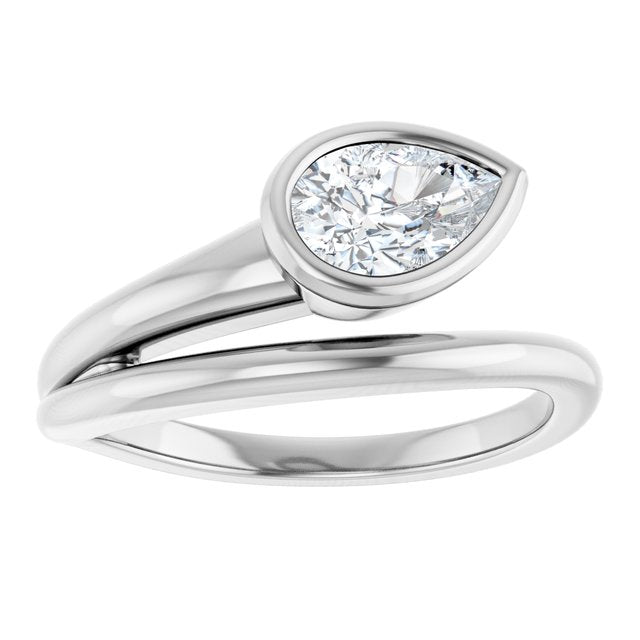 1.00ct Lab Grown Diamond Pear and Band Bezel Set Ring