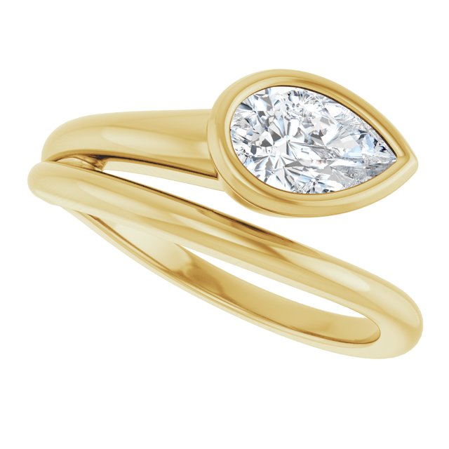 1.00ct Lab Grown Diamond Pear and Band Bezel Set Ring