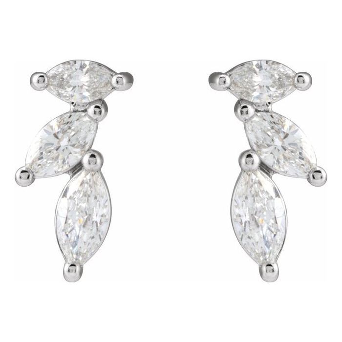 0.40ct Lab Grown Diamond Floral Marquise Earrings in 14k Gold