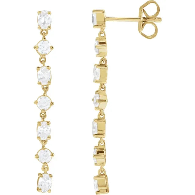 1.25ct Lab Grown Diamond Round and Oval Drop Earrings in 14k Gold