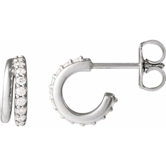 0.20ct Lab Grown Diamond and Plain Double Hoop Earrings in 14k Gold