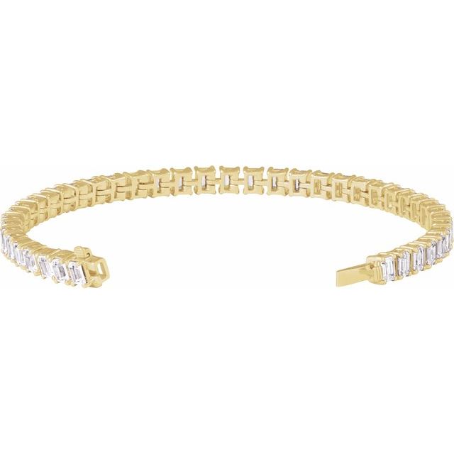 11.00ct Lab Grown Diamond Emerald cut North-South Tennis Bracelet in 14k Gold