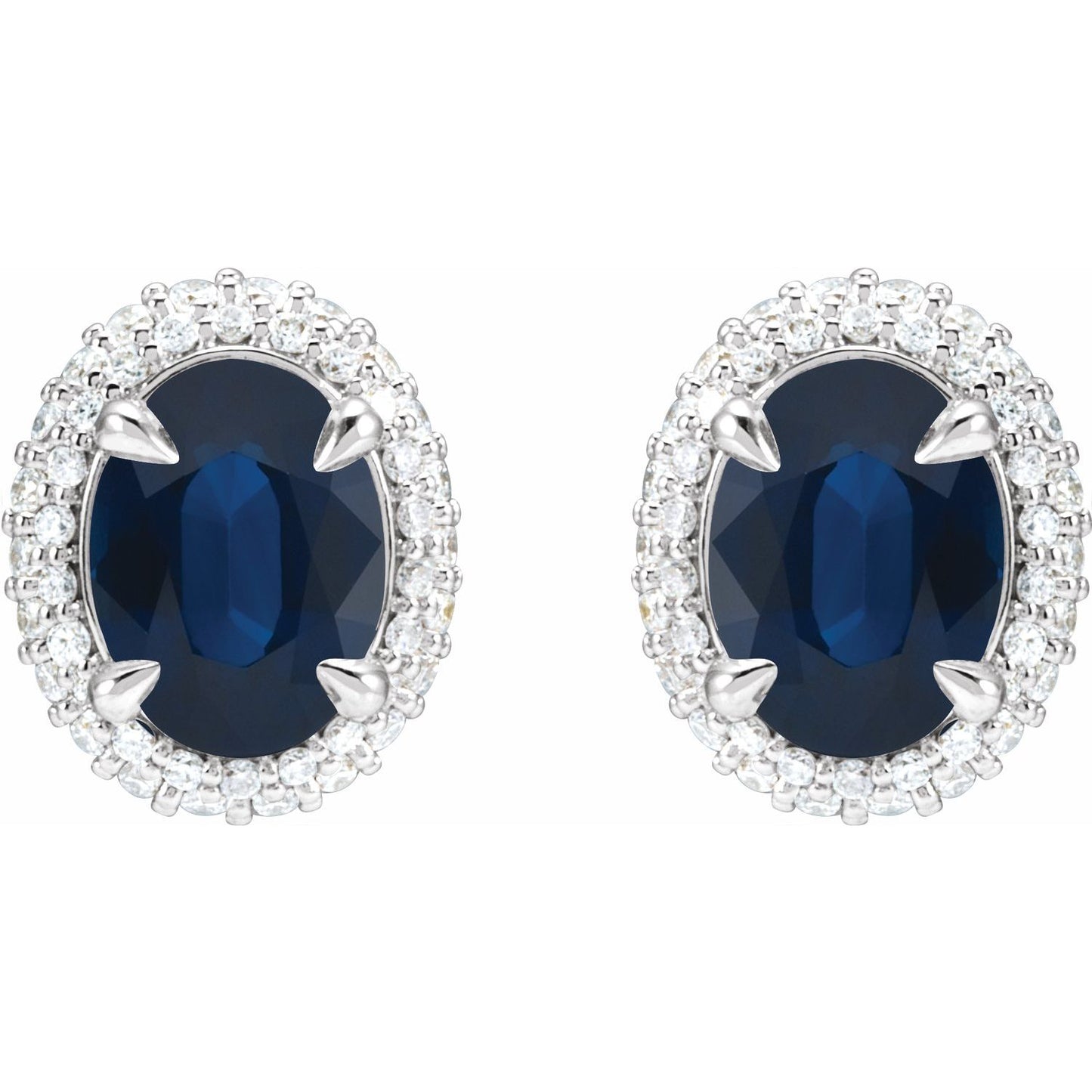 2.50ct Oval Lab Grown Sapphire & 0.50ct Lab Grown Diamond Halo Earrings