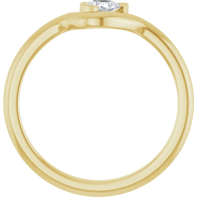 Mini Pear Lab Grown Diamond Wave Ring