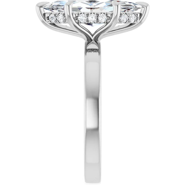 The Clara 3.00ct Marquise cut Lab Grown Diamond Hidden Halo Solitaire Engagement Ring