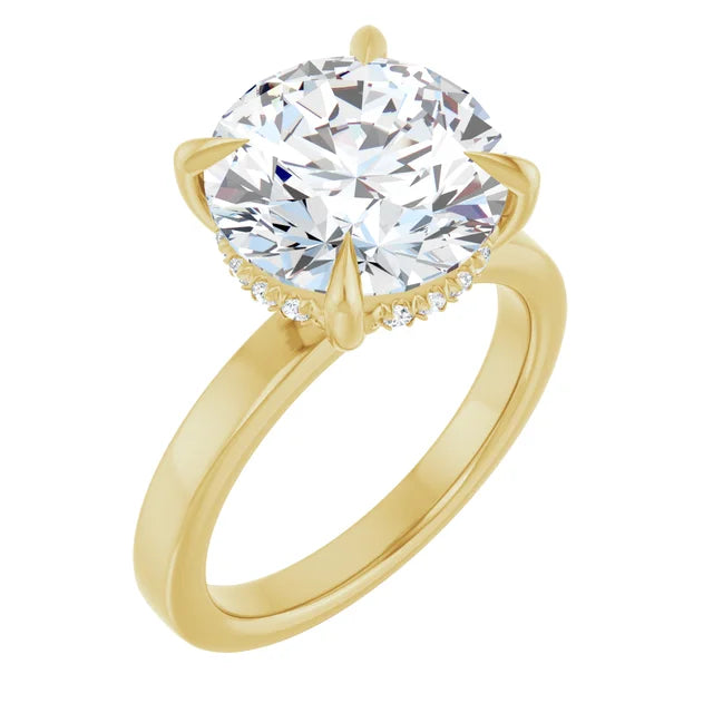 The Clara 4.00ct Round cut Lab Grown Diamond Hidden Halo Solitaire Engagement Ring
