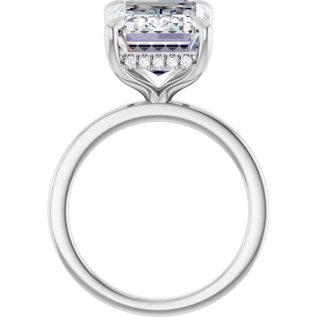 The Clara 5.00ct Emerald cut Lab Grown Diamond Hidden Halo Solitaire Engagement Ring