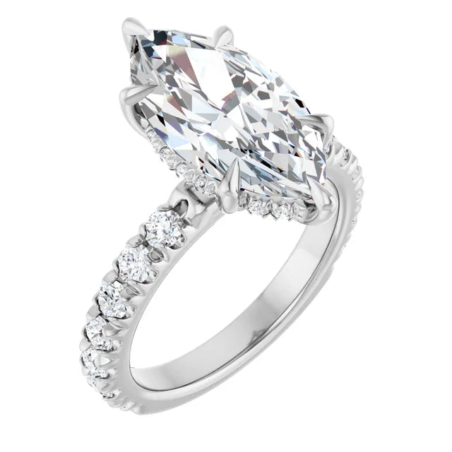 The Olivia 4.75ctw Marquise cut Lab Grown Diamond Hidden Halo Engagement Ring