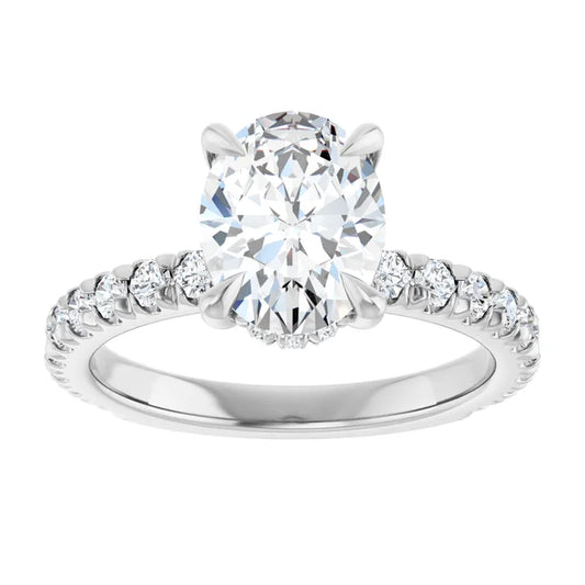 The Olivia 2.10ctw Oval cut Lab Grown Diamond Hidden Halo Engagement Ring