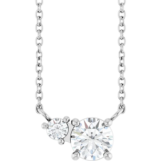 0.60ctw Lab Grown Diamond Toi et Moi Round Necklace in 14k Gold