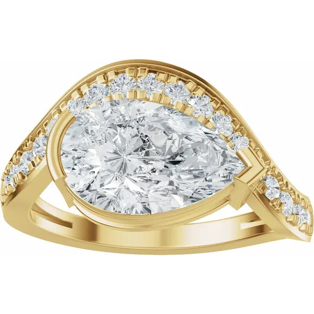 The Layla 2.75ctw Pear cut Lab Grown Diamond Accented Bypass Engagement Ring