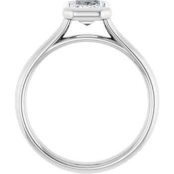 The Thea 1.00ct Emerald cut Lab Grown Diamond Solitaire Open Bezel Engagement Ring