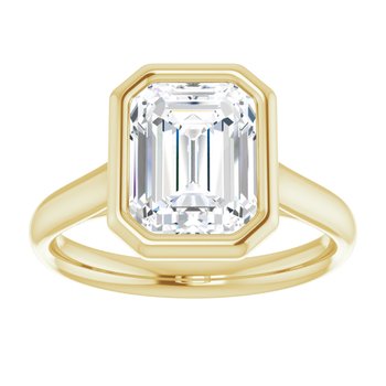 The Thea 2.00ct Emerald cut Lab Grown Diamond Solitaire Open Bezel Engagement Ring