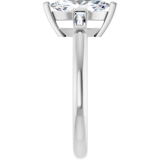 The Cassandra 1.90ctw Marquise and Baguette cut Lab Grown Diamond Trilogy Engagement Ring