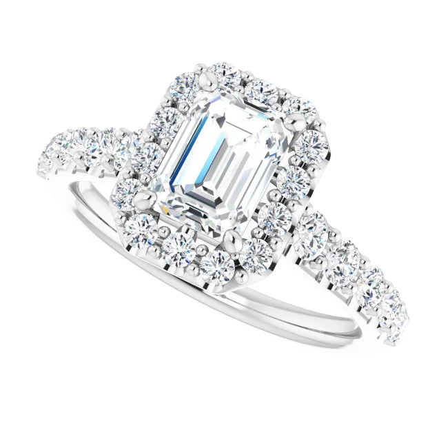 The Matilda 1.80ctw Emerald cut Lab Grown Diamond Halo Engagement Ring