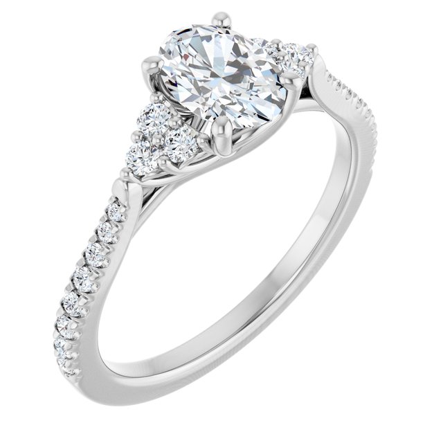 The Bella 0.75ctw Oval cut Lab Grown Diamond Accented Engagement Ring