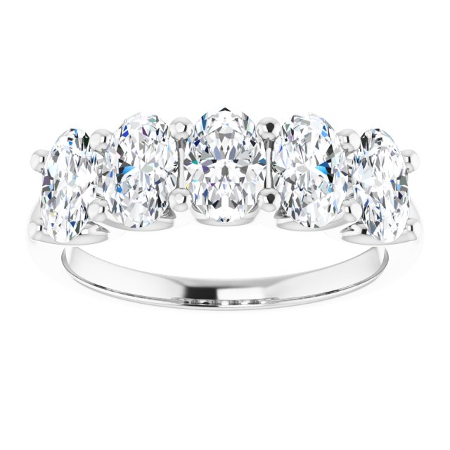 2.50ct Oval cut Lab Grown Diamond 5 Stone U Claw Ring