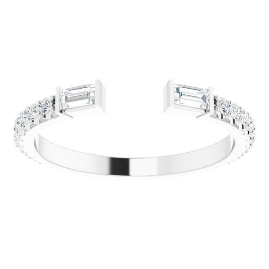 0.50ct Round and Baguette Lab Grown Diamond Open Ring