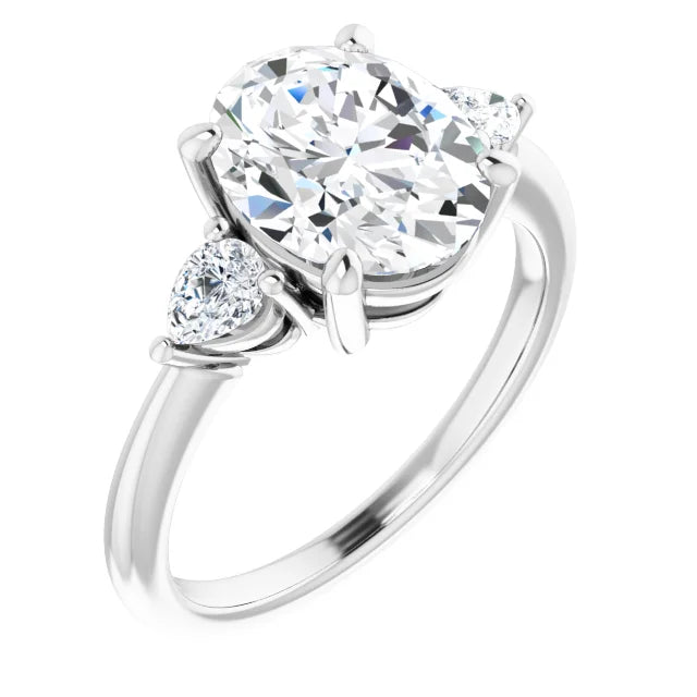 The Isla 2.40ctw Oval and Pear cut Lab Grown Diamond Trilogy Engagement Ring