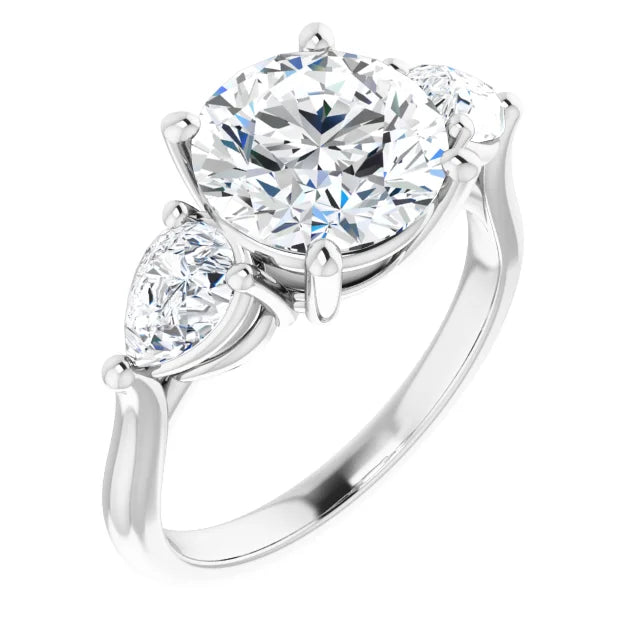 The Ella 4.00ctw Round and Pear cut Lab Grown Diamond Trilogy Engagement Ring