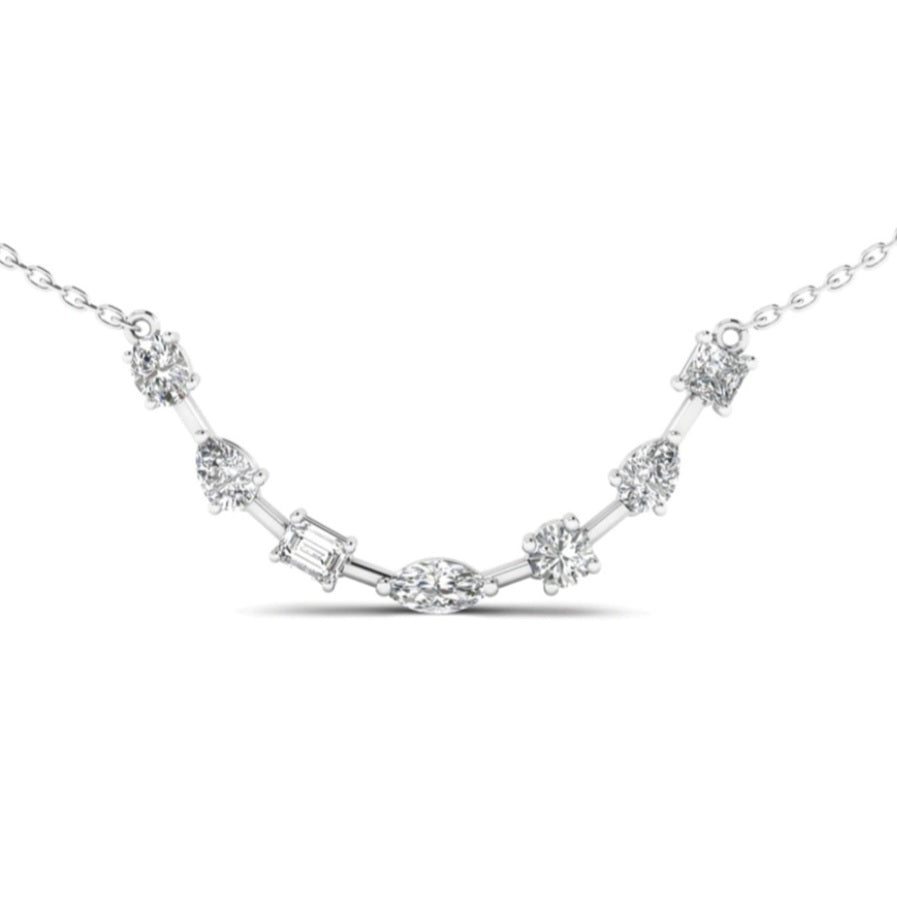 1.50ctw Lab Grown Diamond Multishape Curve Necklace in 14k Gold