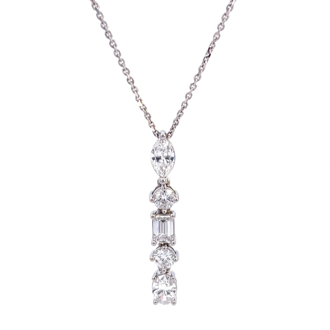 2.00ctw Lab Grown Diamond Multishape Vertical Drop Necklace in 14k Gold