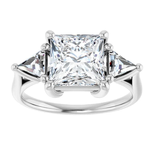 The Sophia 2.60ctw Princess and Trilliant cut Lab Grown Diamond Trilogy Engagement Ring