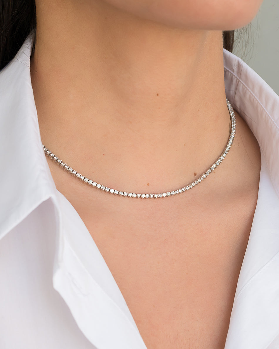 4.00ct Lab Grown Diamond 3 Prong Tennis Necklace in 14k Gold