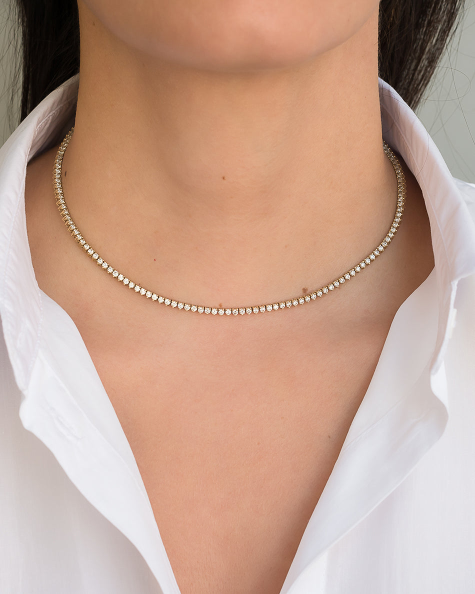 4.00ct Lab Grown Diamond 3 Prong Tennis Necklace in 14k Gold