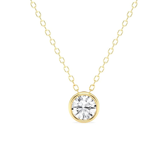 0.50ct Lab Grown Diamond Bezel Solitaire Necklace in 14k Gold