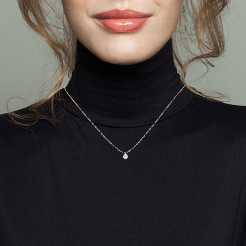 0.50ct Lab Grown Diamond Pear Bezel Solitaire Necklace in 14k Gold