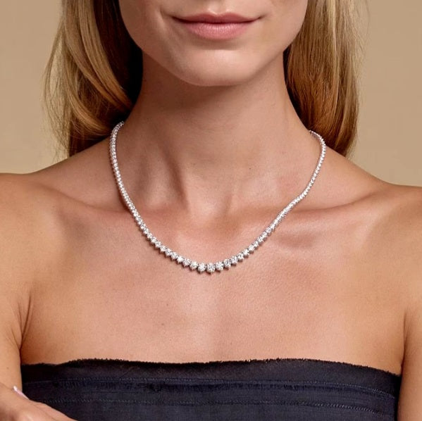 20.00ct Lab Grown Diamond Graduated Necklace in 14k Gold
