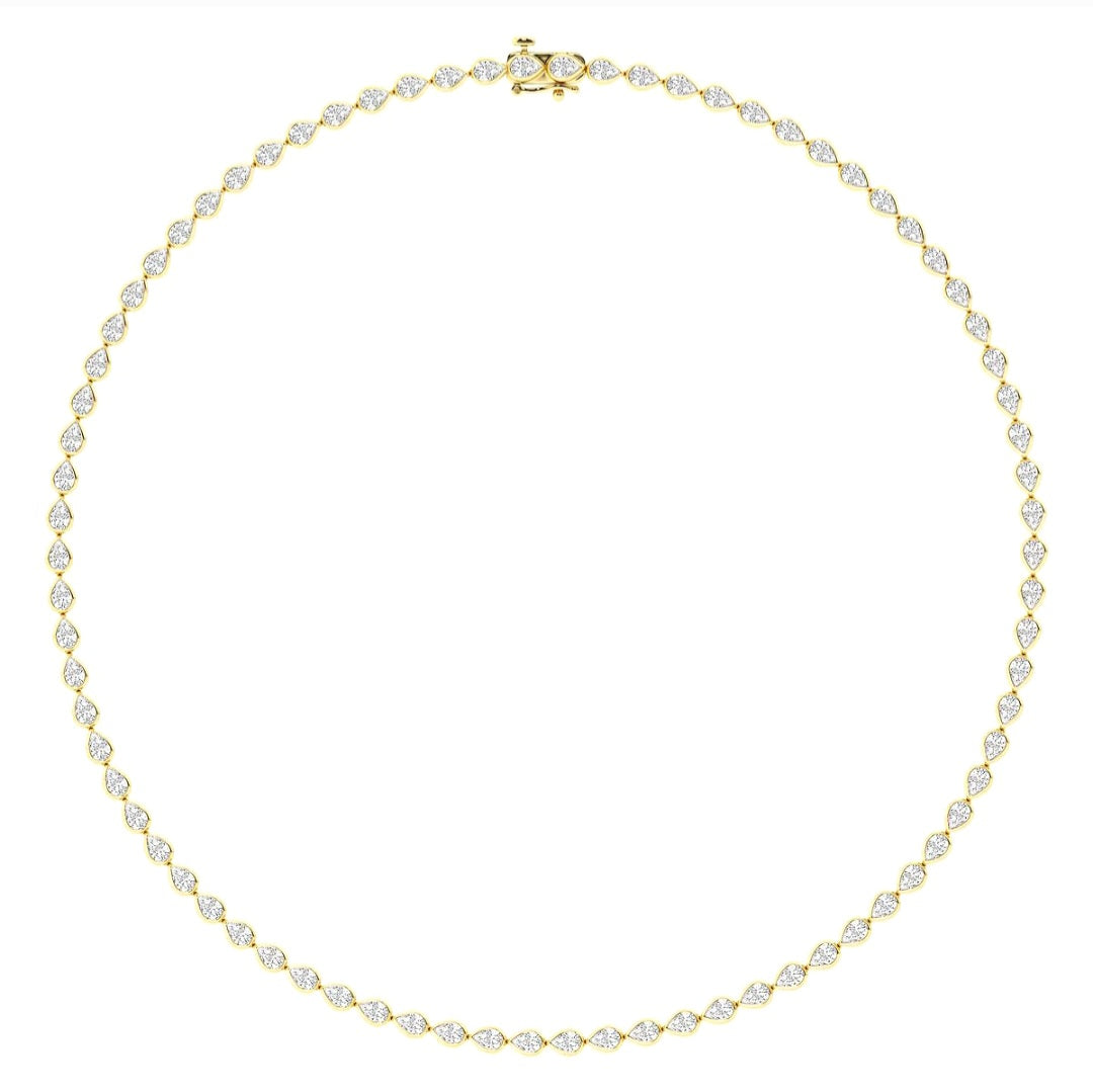 10.00ct Lab Grown Diamond Pear Bezel East-West Tennis Necklace in 14k Gold