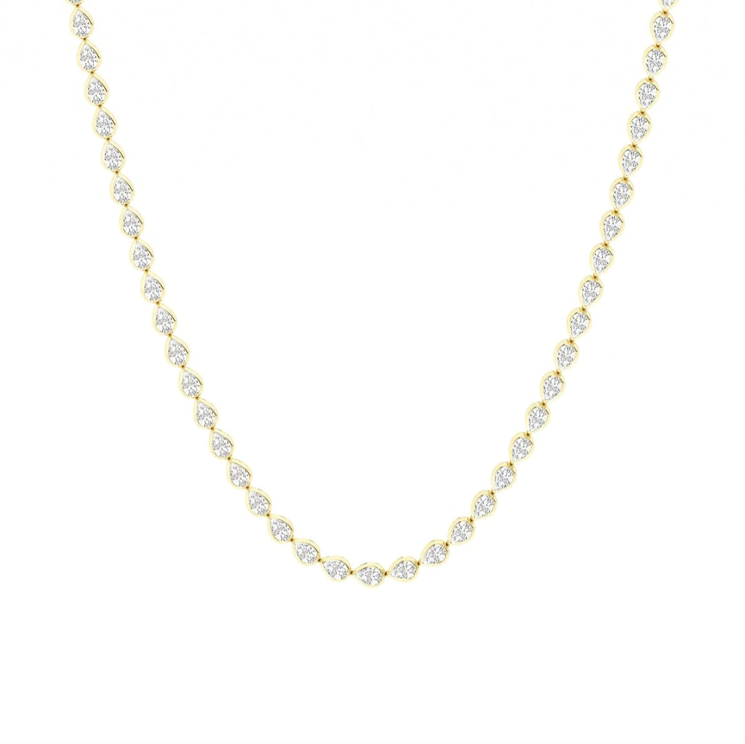 10.00ct Lab Grown Diamond Pear Bezel East-West Tennis Necklace in 14k Gold