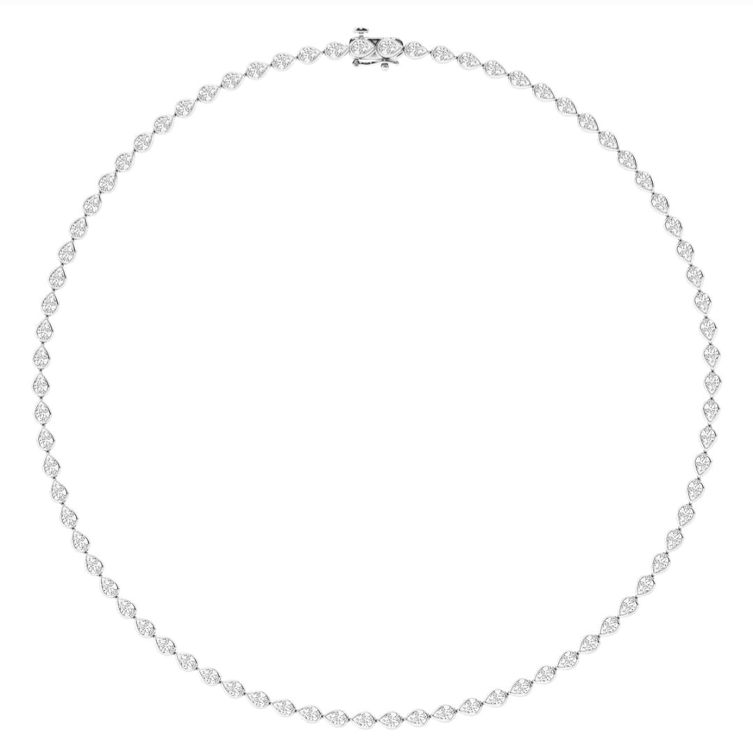 10.00ct Lab Grown Diamond Pear Bezel East-West Tennis Necklace in 14k Gold