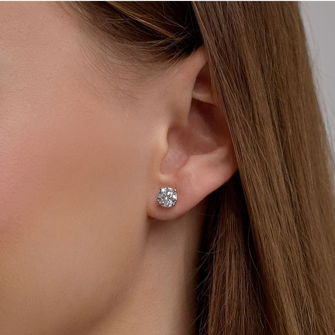2.00ct Lab Grown Diamond Round Basket Style Earrings