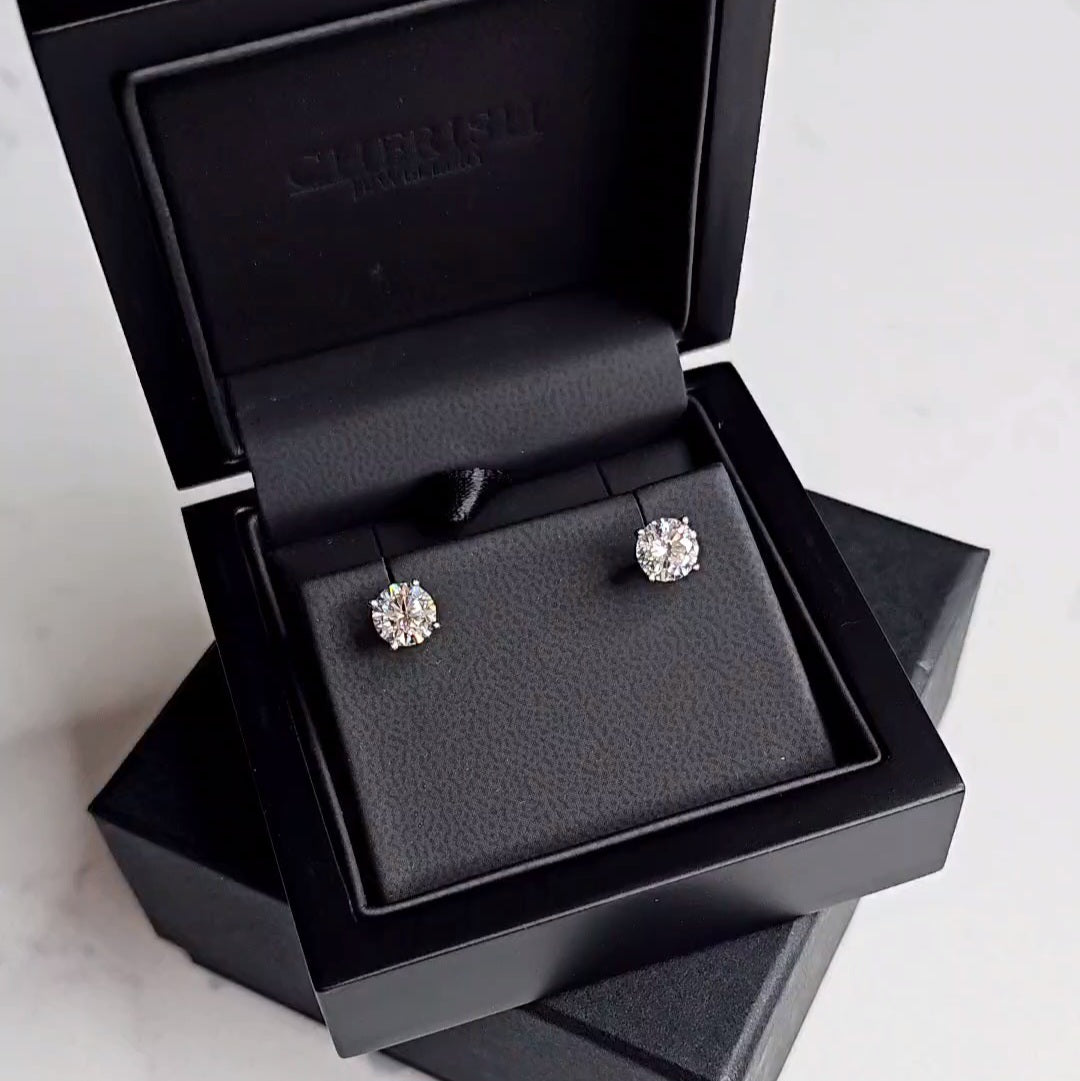 2.00ct Lab Grown Diamond Round Basket Style Earrings