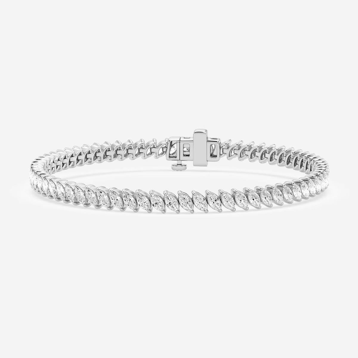 7.00ct Lab Grown Diamond Tilted Marquise Tennis Bracelet in 14k Gold