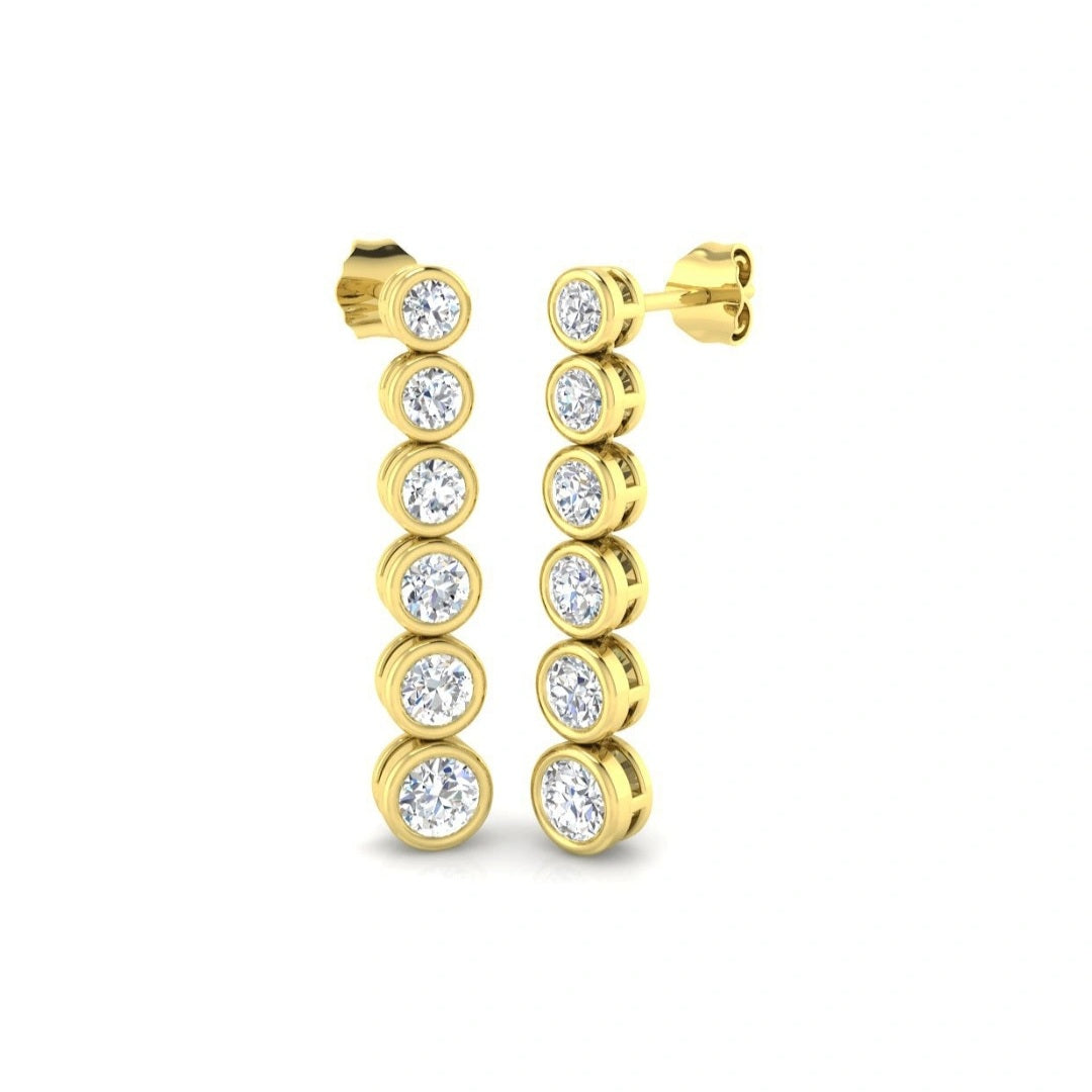 2.05ct Lab Grown Diamond Bezel Drop Earrings in 9k Gold