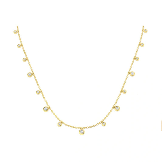 0.50ct Lab Grown Diamond Bezel Set Dangle Necklace in 9k Yellow Gold