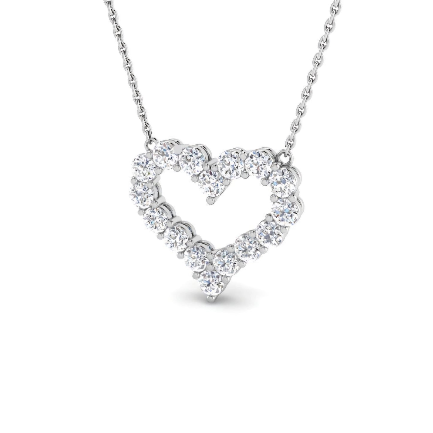 1.00ctw Lab Grown Diamond Heart Shape Necklace in 9k Gold
