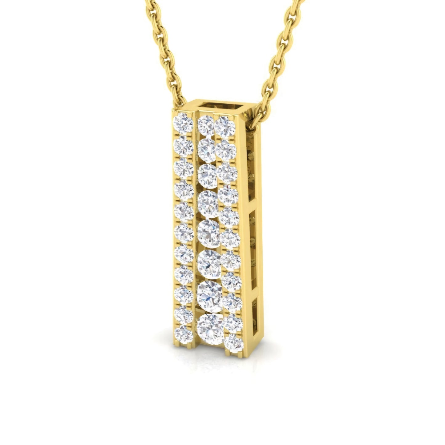 0.50ct Lab Grown Diamond Cluster Bar Necklace in 9k Gold
