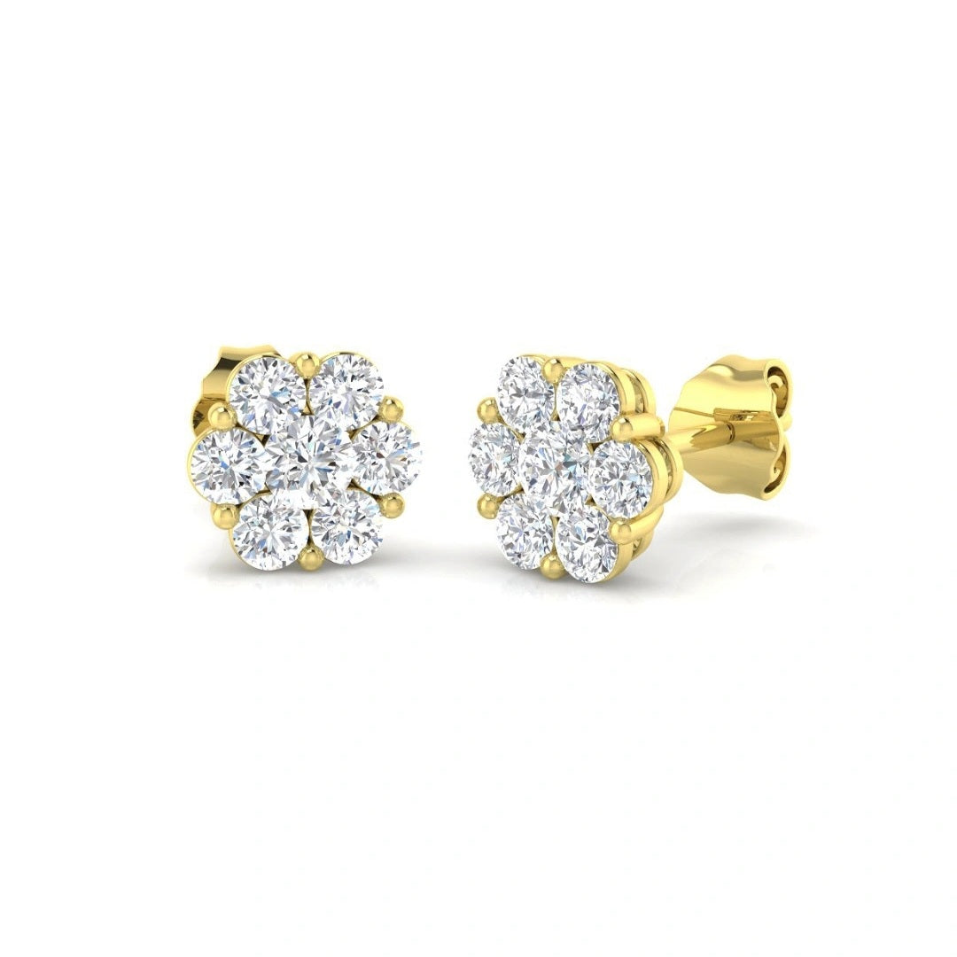 1.00ct Lab Grown Diamond Round Illusion Earrings in 9k Gold