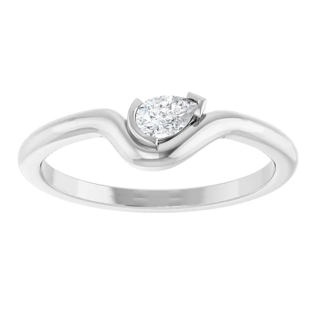 Mini Pear Lab Grown Diamond Wave Ring