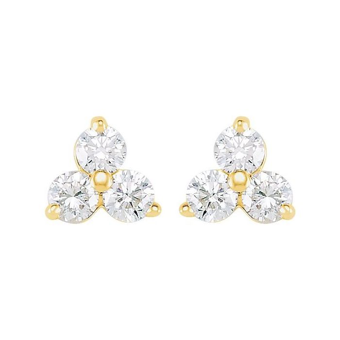 0.33ct Lab Grown Diamond Three Stone Earrings in 14k Gold