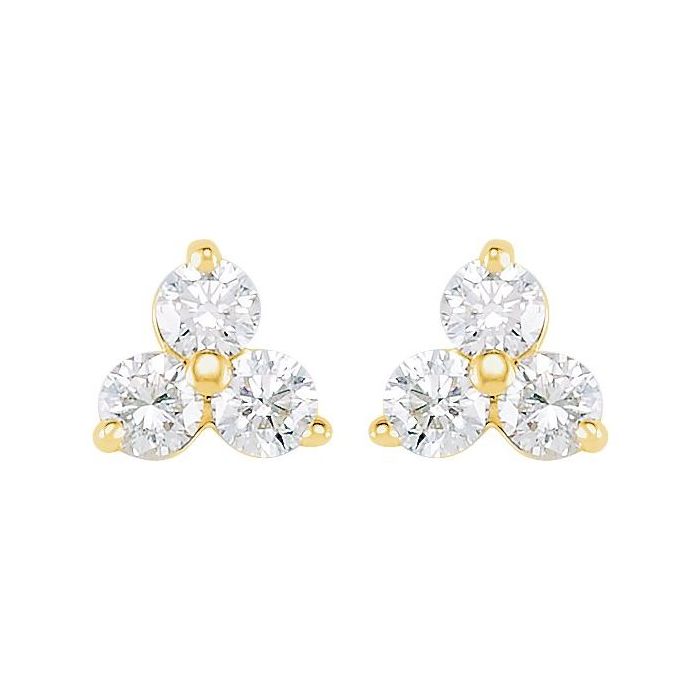 0.33ct Lab Grown Diamond Three Stone Earrings in 14k Gold