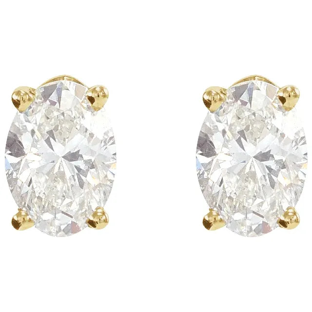 2.00ct Lab Grown Diamond Oval cut Basket Style Earrings in 14k Gold