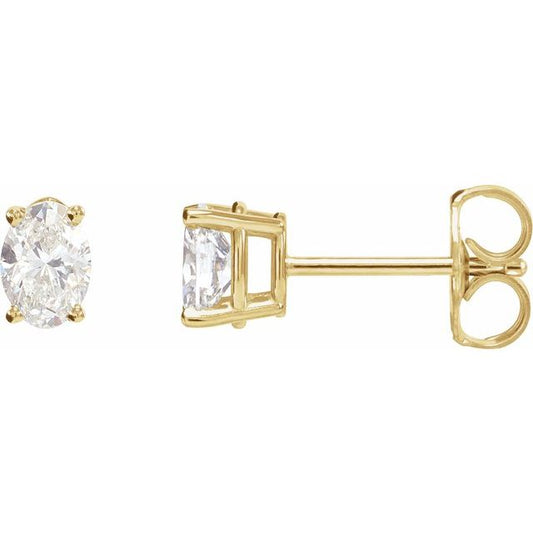 1.00ct Oval Lab Grown Diamond Solitaire Earrings in 14k Gold